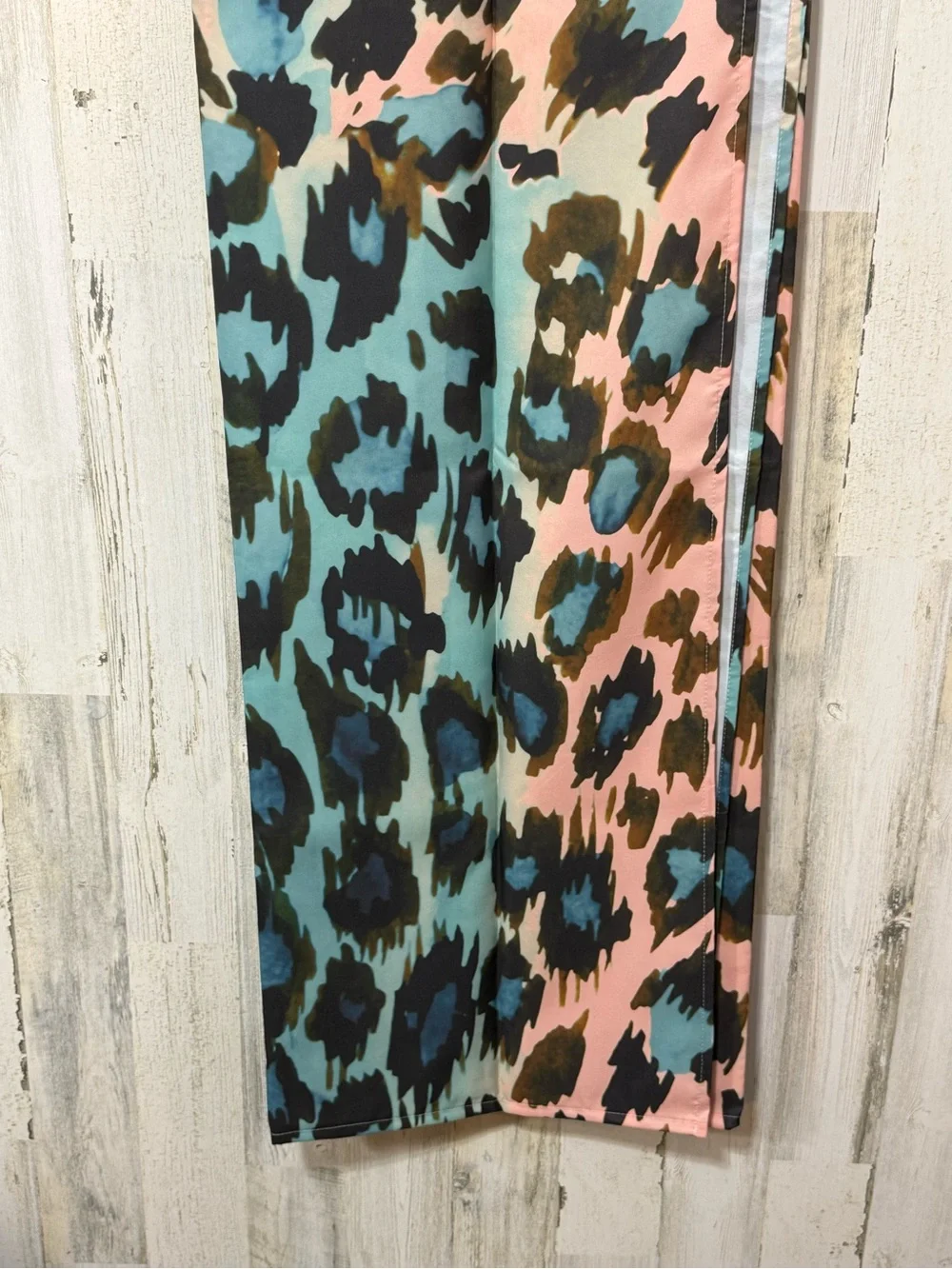 Society6 Aqua, Pink & Black Leopard Shower Curtain